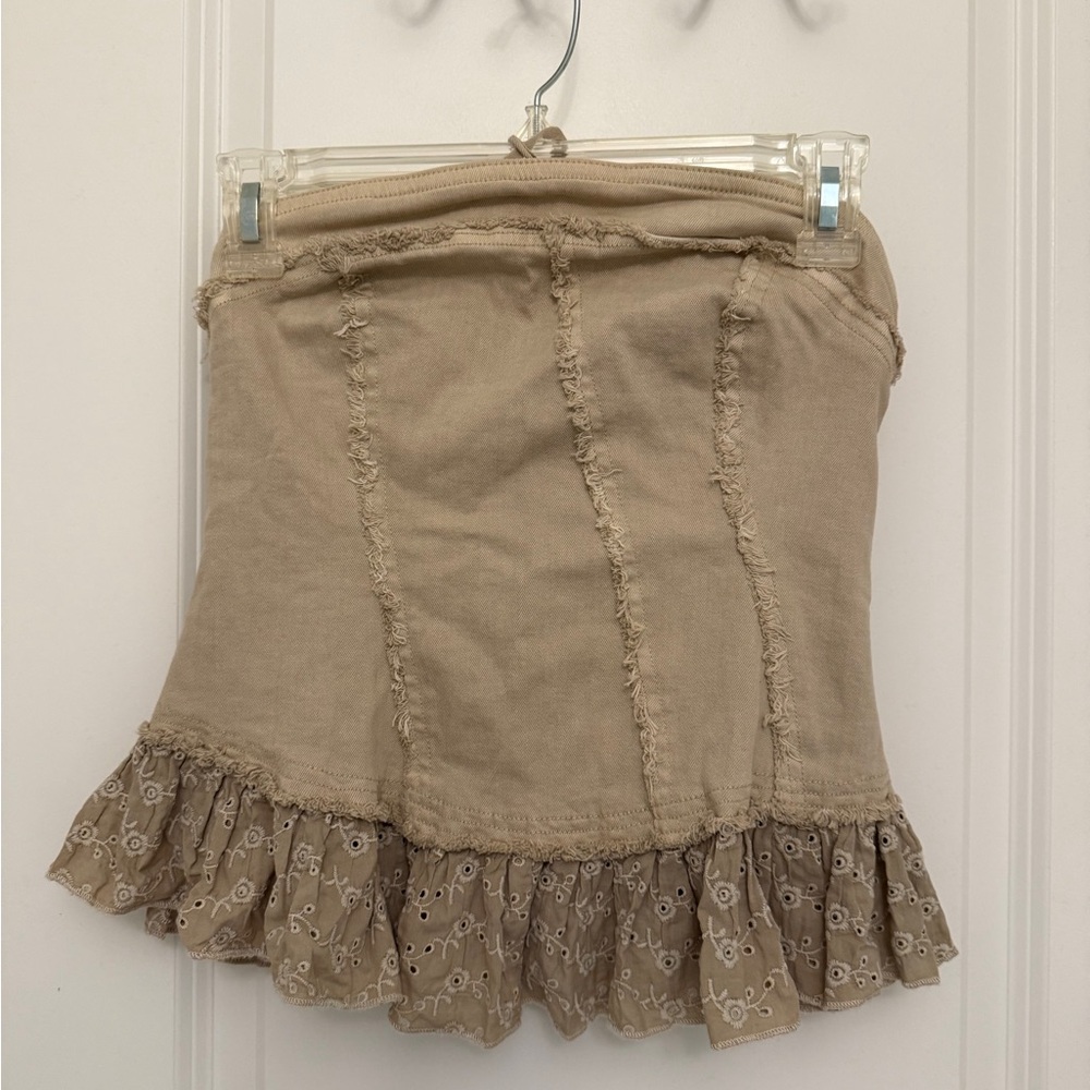 Urban Outfitters Beige Ruffled Crop Top
